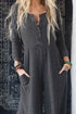 Gray Button Long Sleeve Wide Leg Jumpsuit